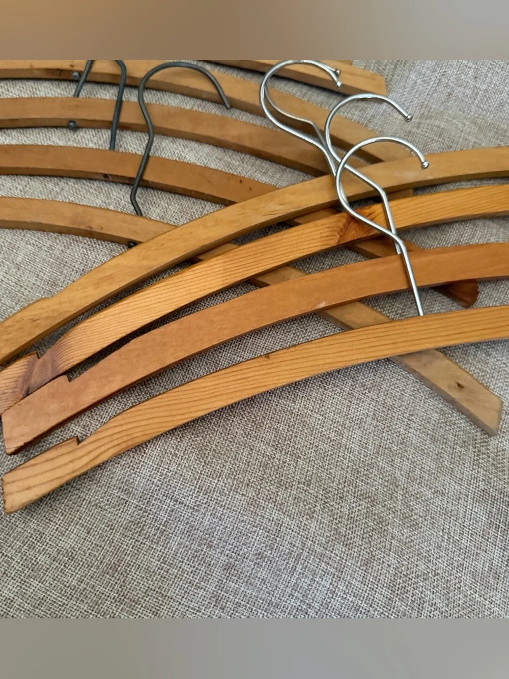 11 piece set of vintage curved solid wood coat suit hangers